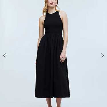 Madewell black sleeveless smocked midi dress