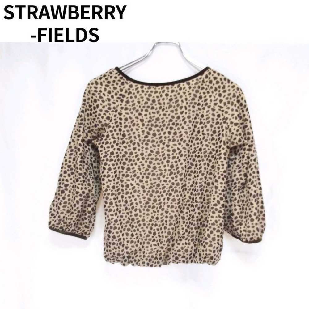 Strawberry Fields Blouse Animal Pattern Beige Lin… - image 1