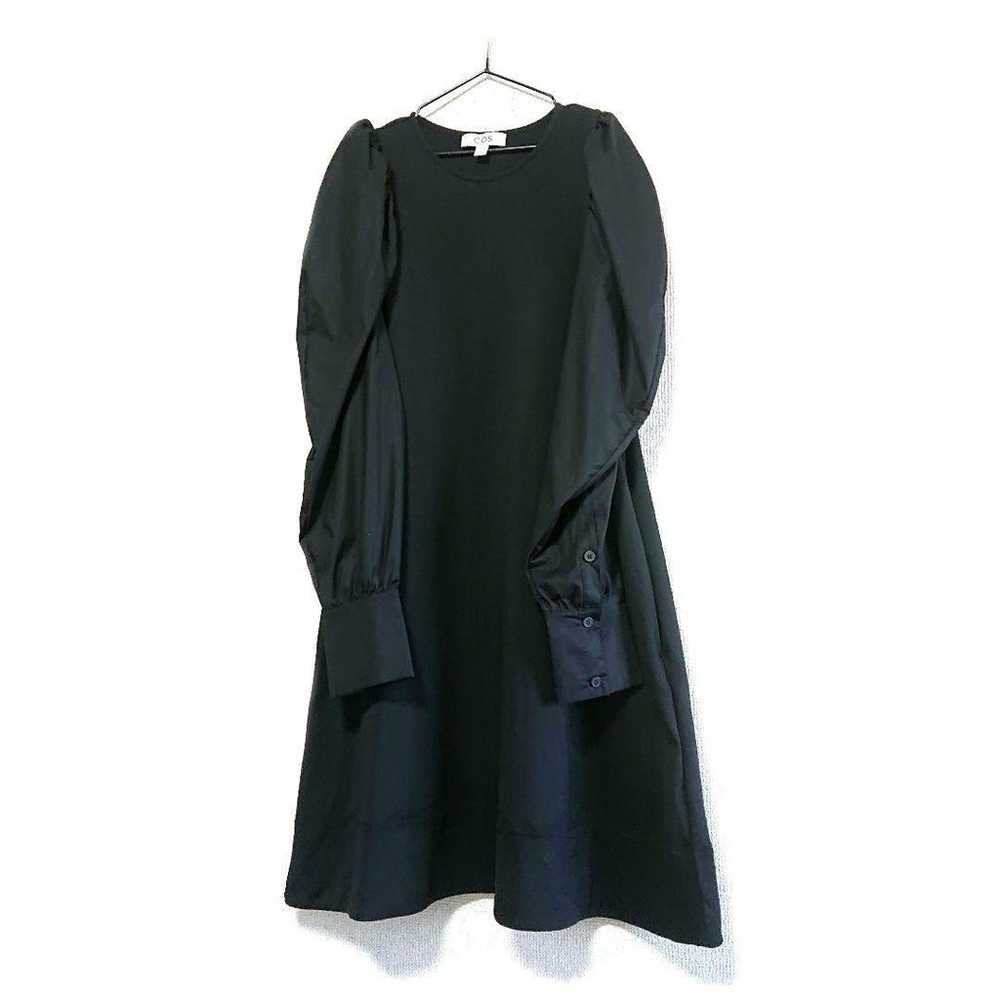 COS Volume Sleeve Mixed Material A-Line Dress - image 2