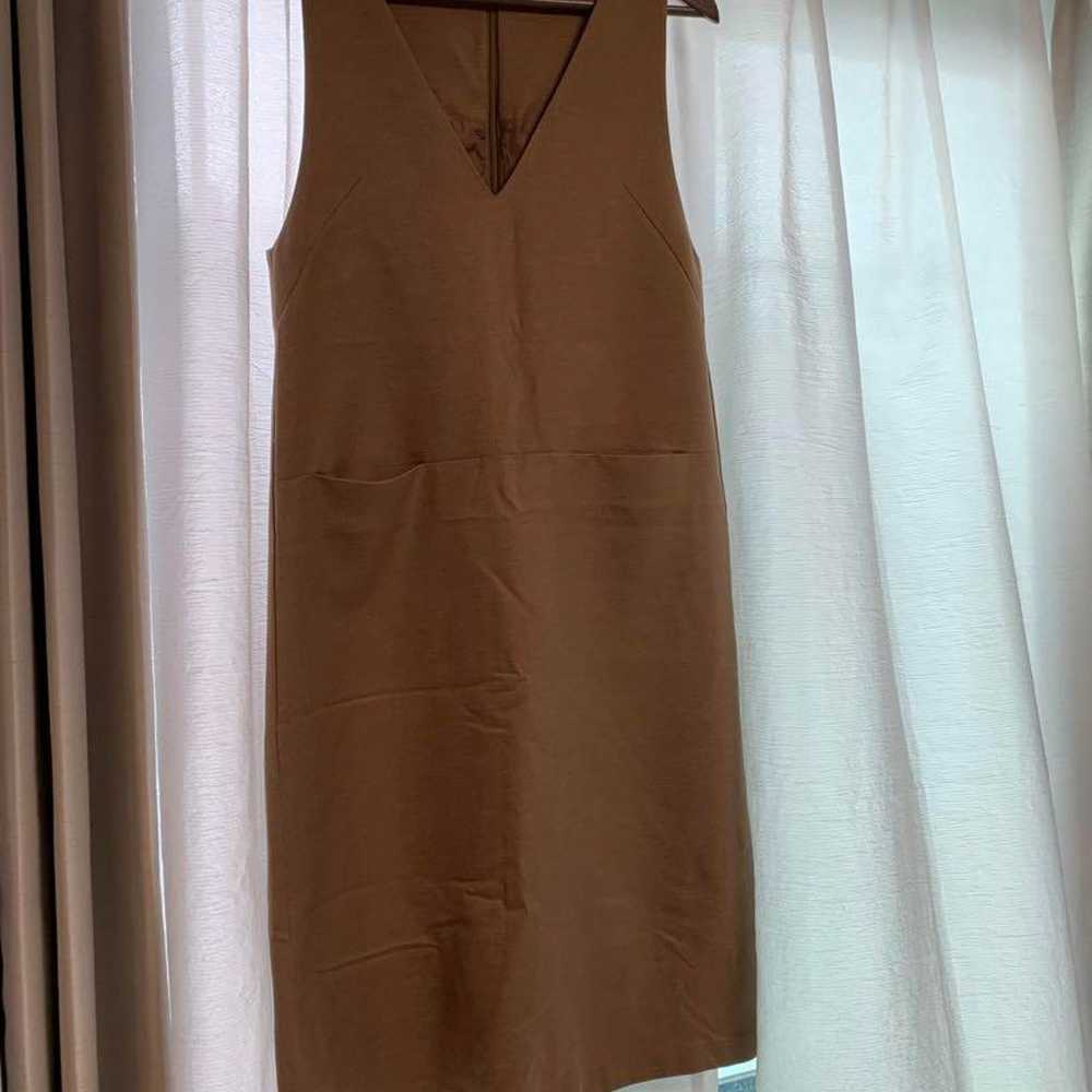 Beige Sleeveless V-Neck Dress - image 1