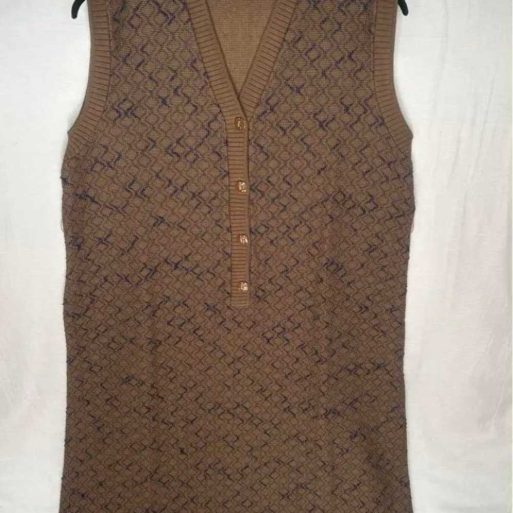 Vintage Showa retro sleeveless knit one-piece dre… - image 1