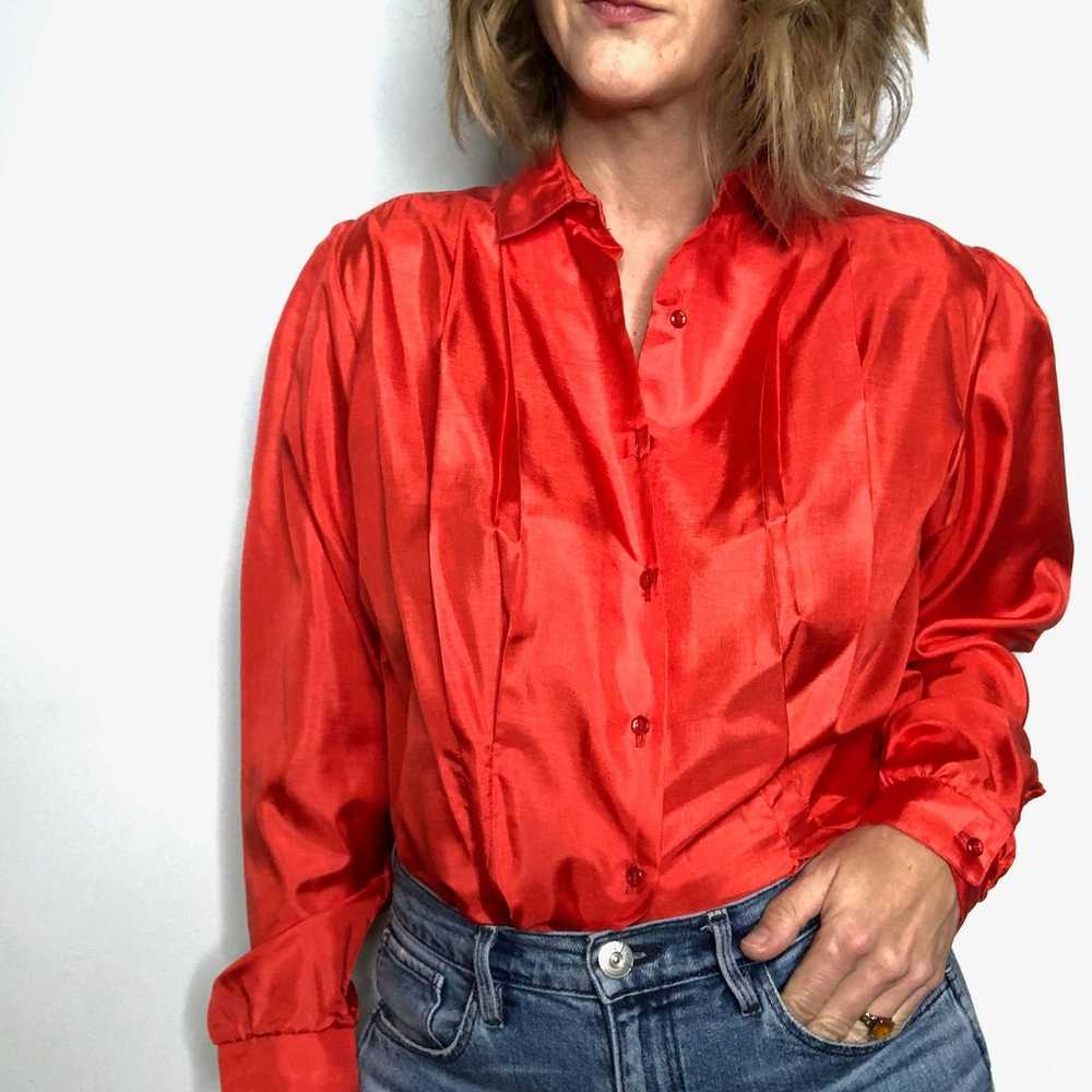 VINTAGE Red Long Sleeve Blouse - image 1