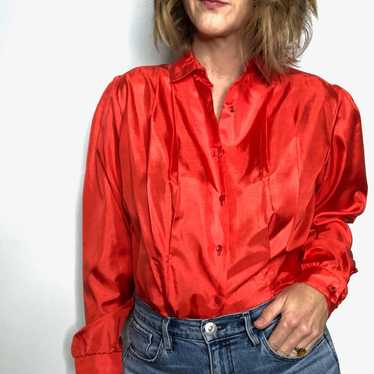 VINTAGE Red Long Sleeve Blouse - image 1