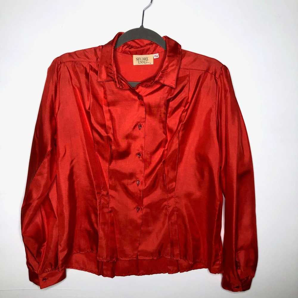 VINTAGE Red Long Sleeve Blouse - image 4