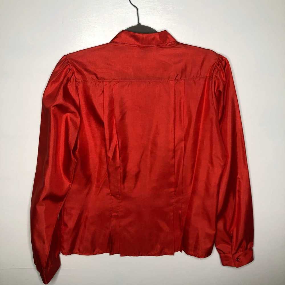 VINTAGE Red Long Sleeve Blouse - image 5