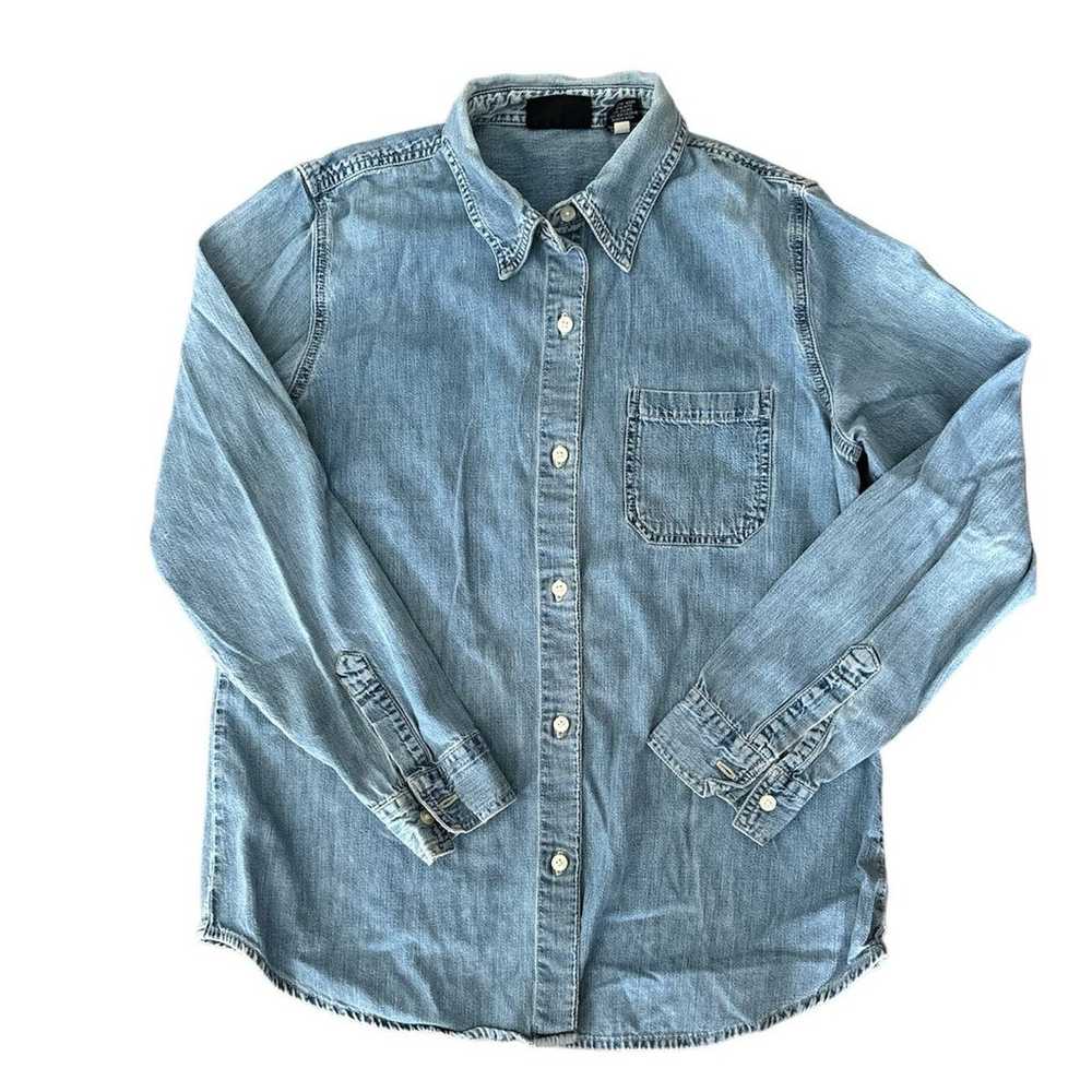 Vintage Y2K Gap Denim button down blue shirt ladi… - image 1