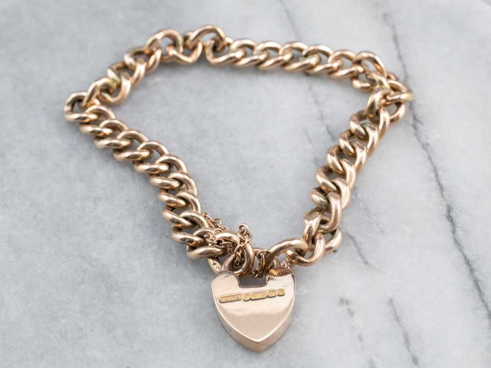 Antique Rose Gold Padlock Chain Bracelet - image 7