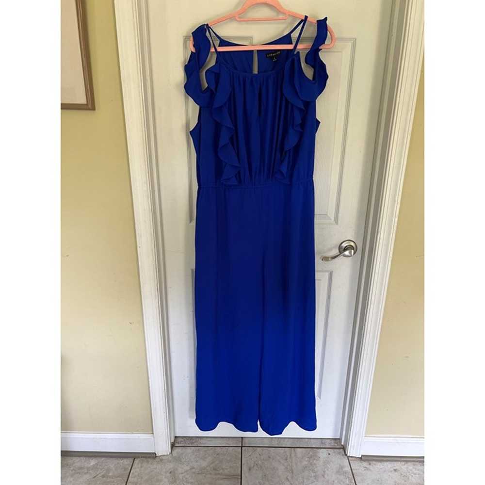 Lane Bryant Ruffled Blue Sleeveless Wide Leg Jump… - image 1