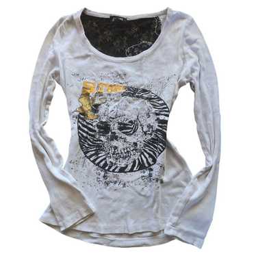 00s Heisei Gal Grunge y2k Skull Lace Long T