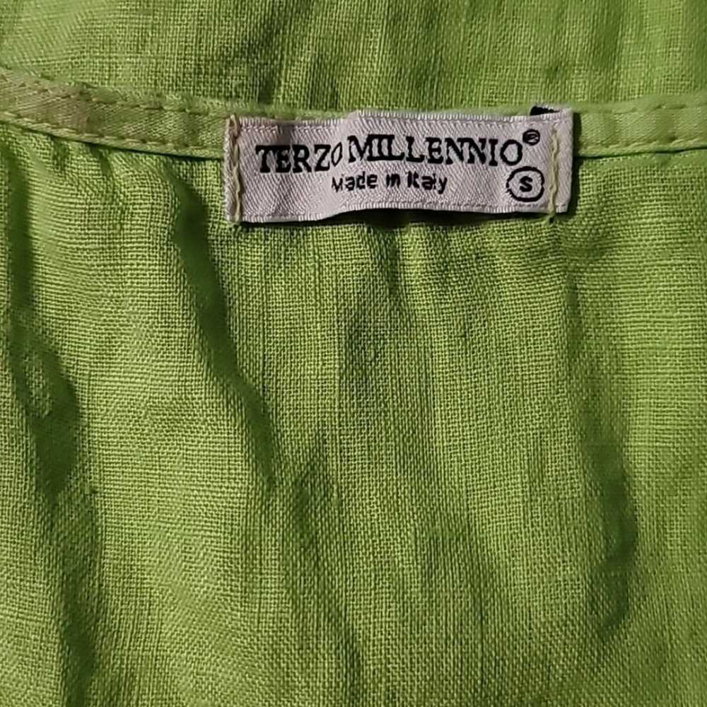 Terzo Millennio Lime Green Wood Button 100% Linen… - image 7