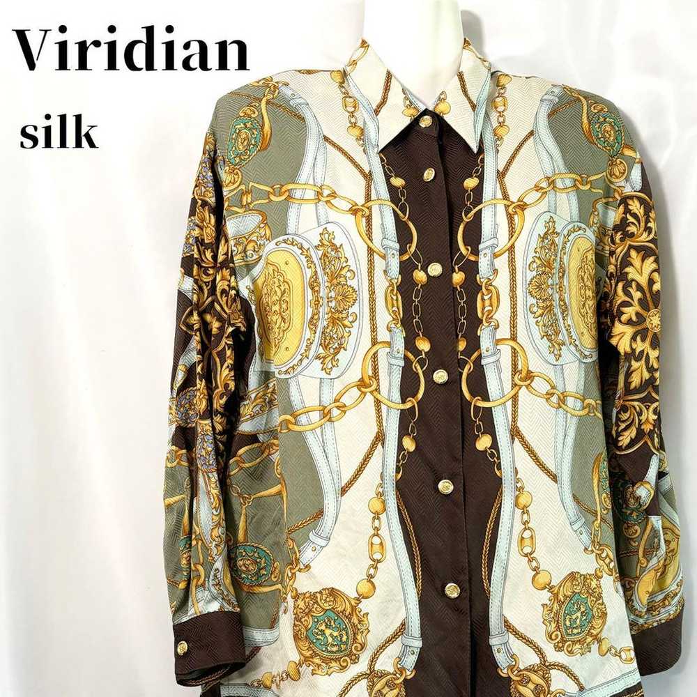 【Popular】Viridian Silk Scarf Pattern Long Sleeve … - image 1