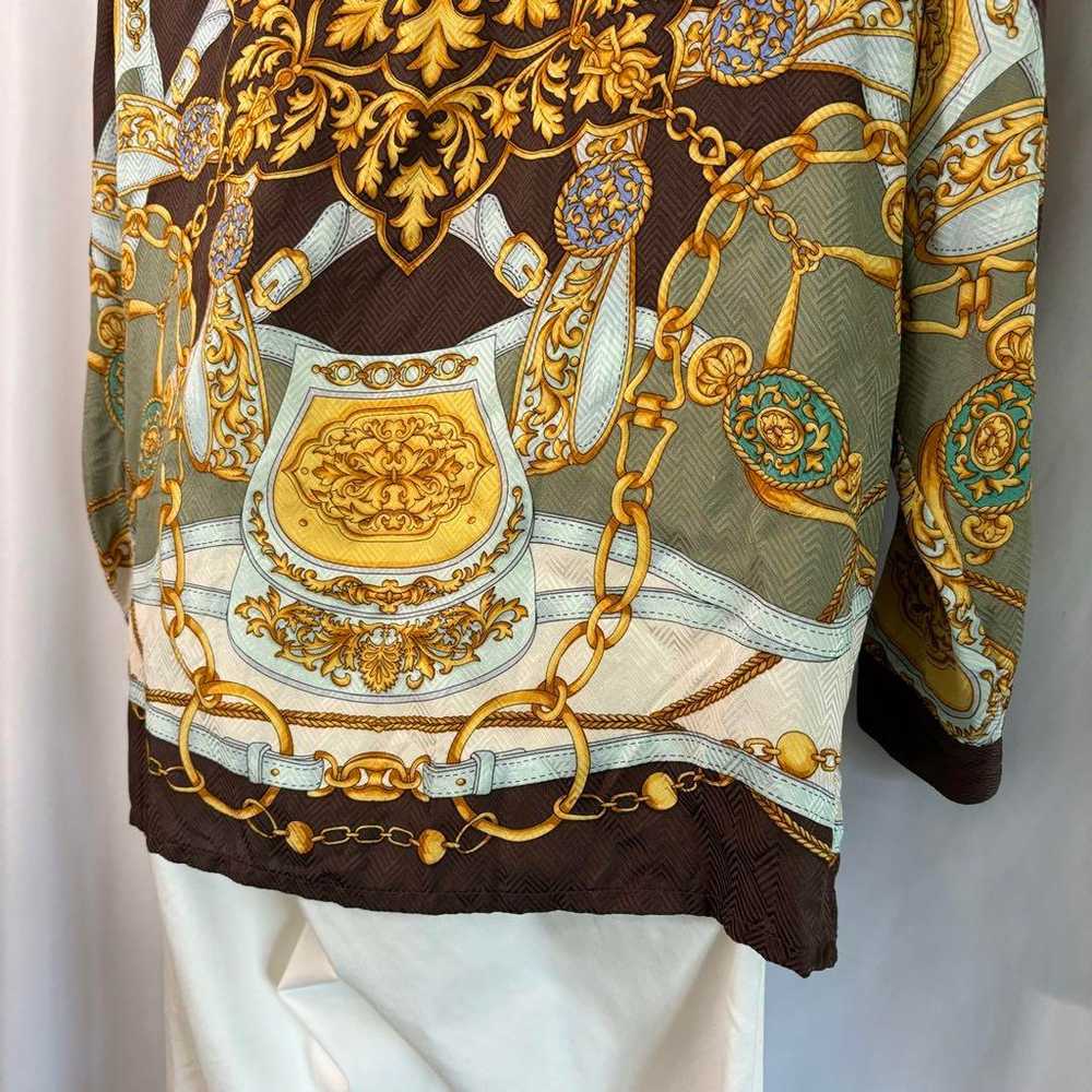 【Popular】Viridian Silk Scarf Pattern Long Sleeve … - image 5