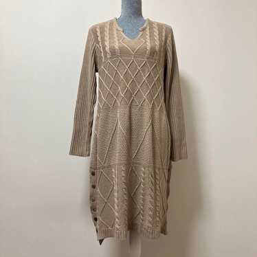 Favorite Long Beige Knit One Piece Dress for Autu… - image 1