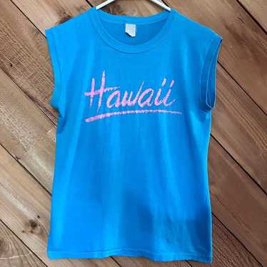 Vintage Teal Hawaii Muscle Tee Tank Size Medium