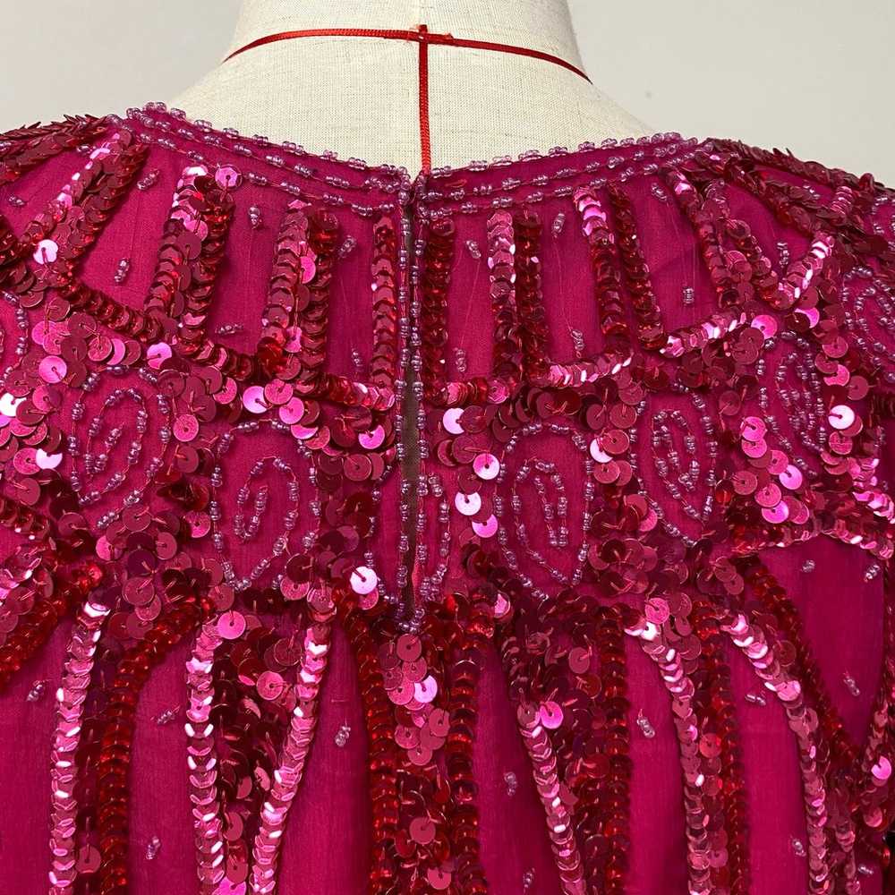 Vintage Landmark Womens Size S Pink Sequin Beaded… - image 3