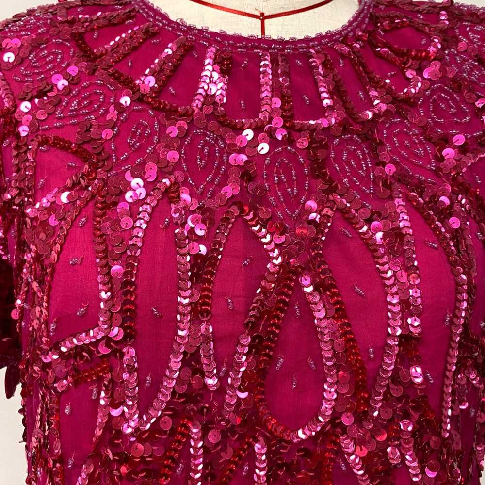 Vintage Landmark Womens Size S Pink Sequin Beaded… - image 4