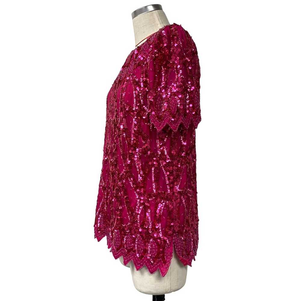 Vintage Landmark Womens Size S Pink Sequin Beaded… - image 5