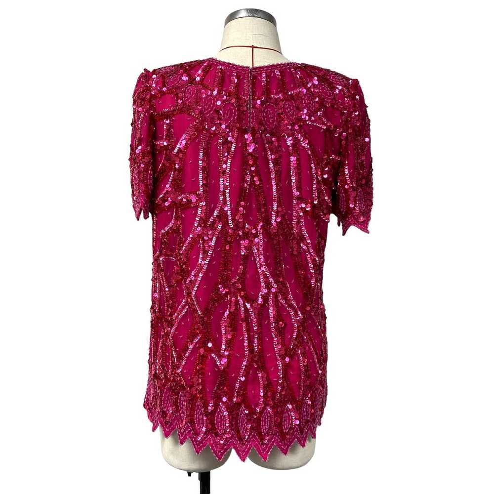 Vintage Landmark Womens Size S Pink Sequin Beaded… - image 6