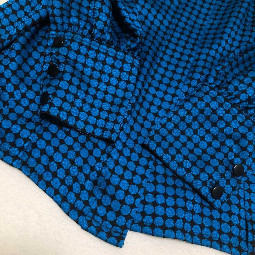 Christian Dior Silk 100% Blue Multidot Long Sleev… - image 4