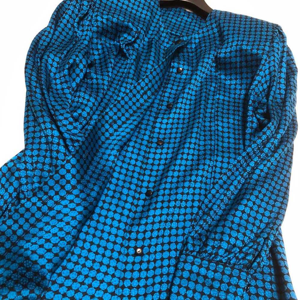 Christian Dior Silk 100% Blue Multidot Long Sleev… - image 5