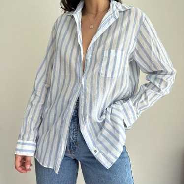 Grayson 100% cotton striped button front shirt he… - image 1