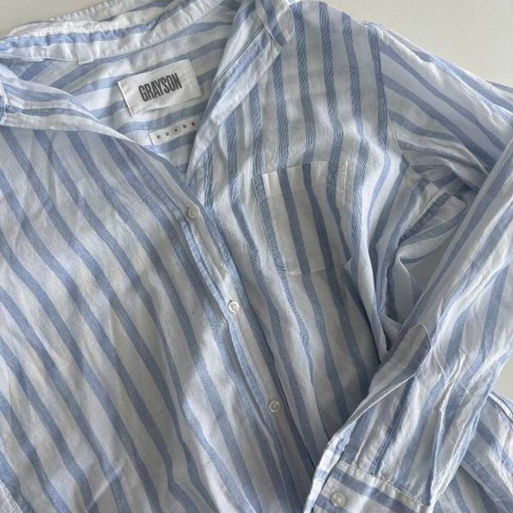 Grayson 100% cotton striped button front shirt he… - image 7