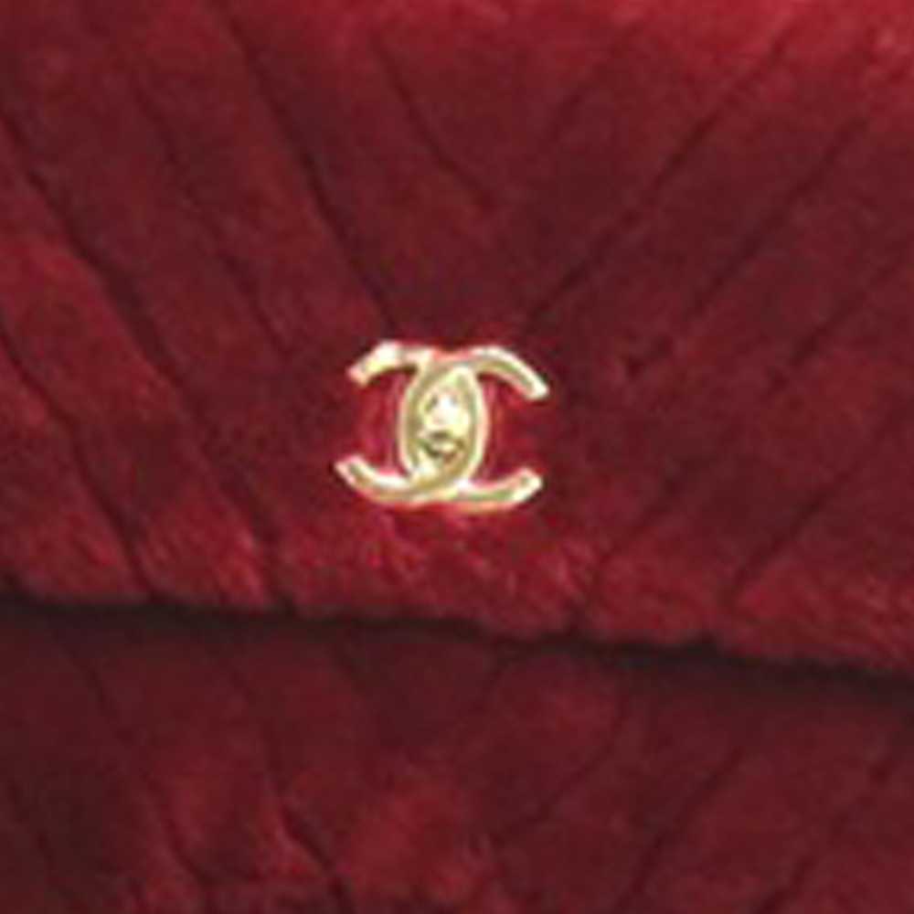 Red Chanel Medium Shearling Chevron Coco Top Hand… - image 8