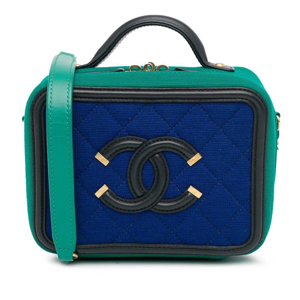 Blue Chanel Small Jersey CC Filigree Vanity Case … - image 1