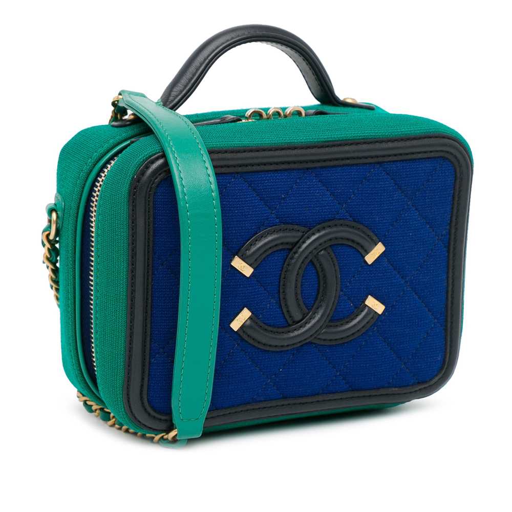 Blue Chanel Small Jersey CC Filigree Vanity Case … - image 2