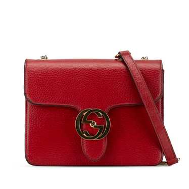 Red Gucci Small Dollar Calfskin Interlocking G Cro