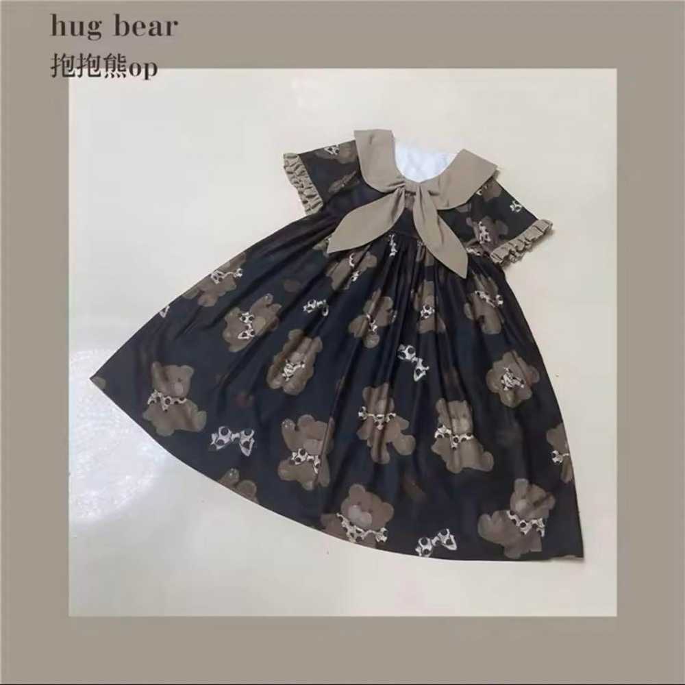 Teddy bear patterned short-sleeved dress. - image 2