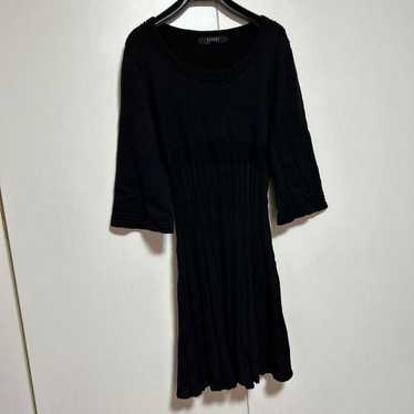 ATSURO TAWAMA black knit one-piece dress with thr… - image 1