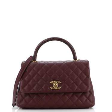 CHANEL Coco Top Handle Bag Quilted Caviar with Liz