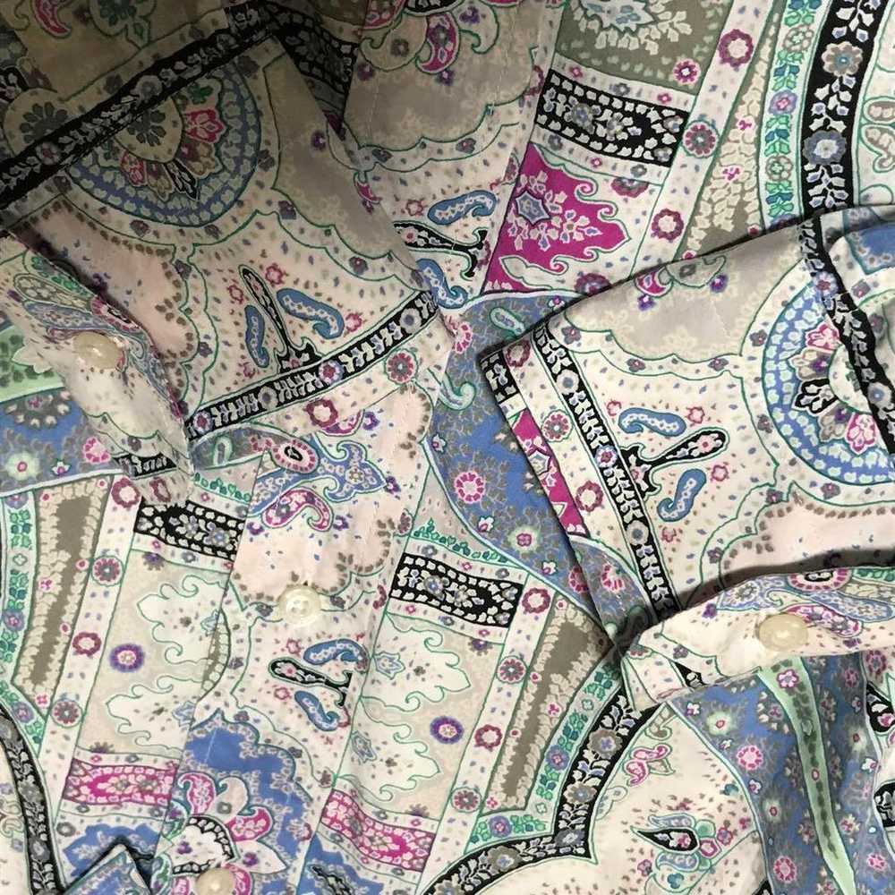 ETRO 44 Paisley Shirt Light Blue Pink Long Sleeve… - image 5