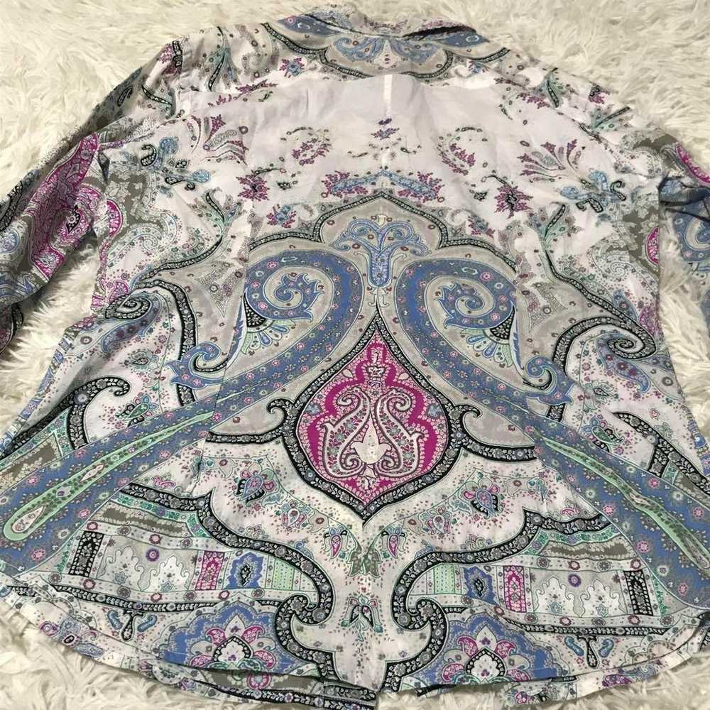 ETRO 44 Paisley Shirt Light Blue Pink Long Sleeve… - image 7