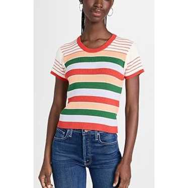 MOTHER Denim The Itty Bitty Scoop Neck Tee, Stripe