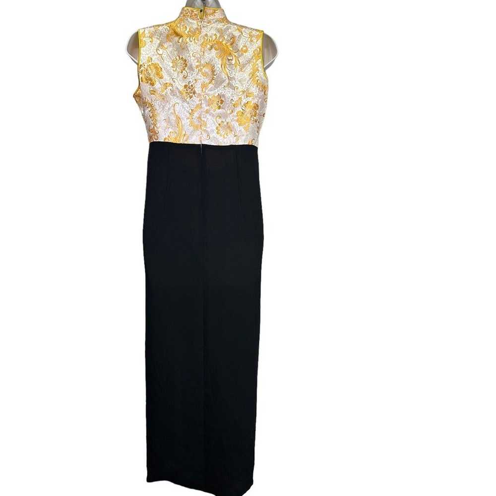 Satin Cheongsam yellow black Chinese Qipao Size L - image 2