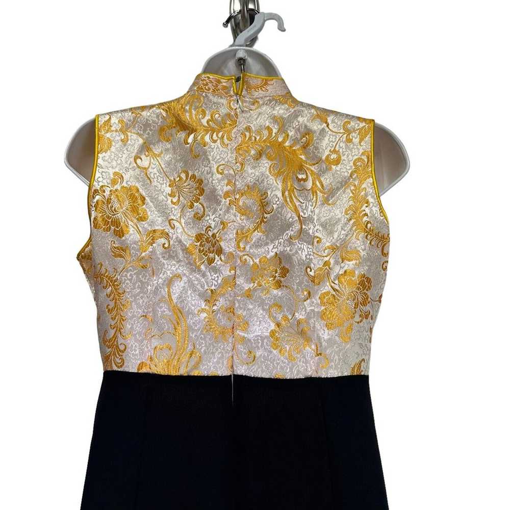 Satin Cheongsam yellow black Chinese Qipao Size L - image 4