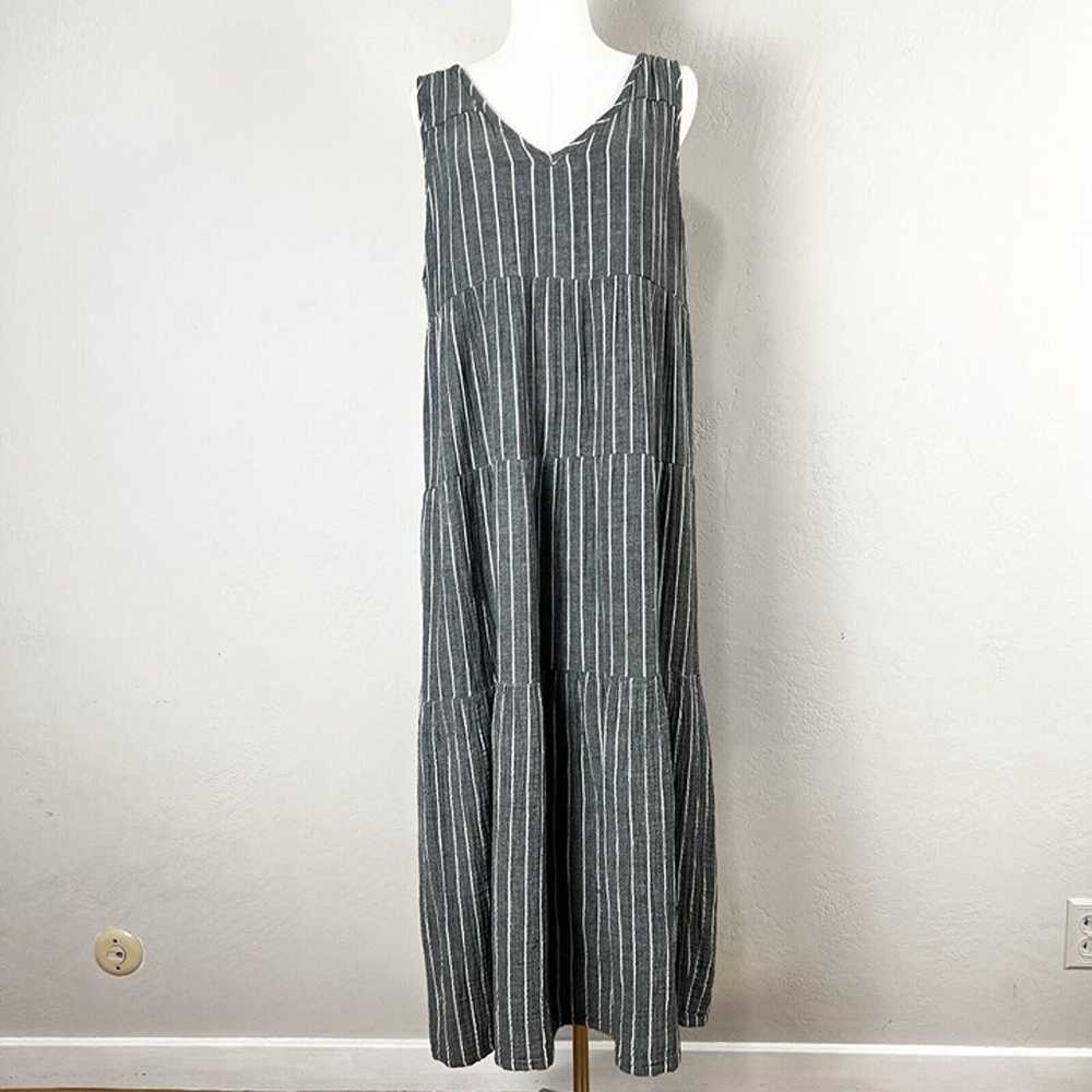 Marine Layer Maxi Dress Corinne Gray Striped Cott… - image 1