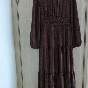 QUEENS COURT Brown Polka Dot Long One Piece