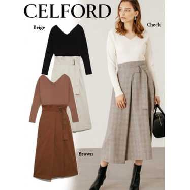 Selford Knit Combination One-Piece Black × Beige 3