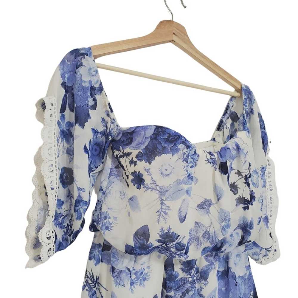 Socialite | Floral Off Shoulder Dress with Lace F… - image 3