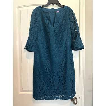 Adrianna Papell Teal Dress Size 6 Lace Details