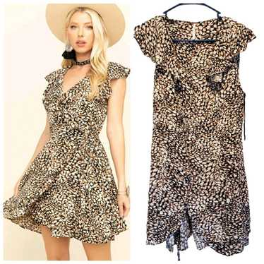 Free People French Quarter Mini Dress Leopard Wra… - image 1