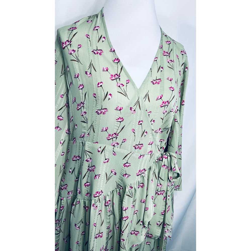 Unique21 Casual Floral Green Wrap Dress - image 11