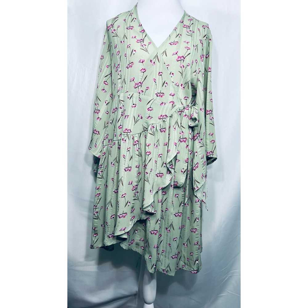 Unique21 Casual Floral Green Wrap Dress - image 1