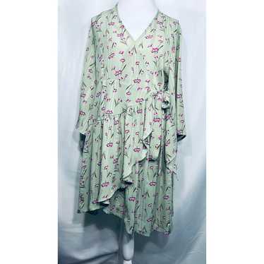 Unique21 Casual Floral Green Wrap Dress - image 1