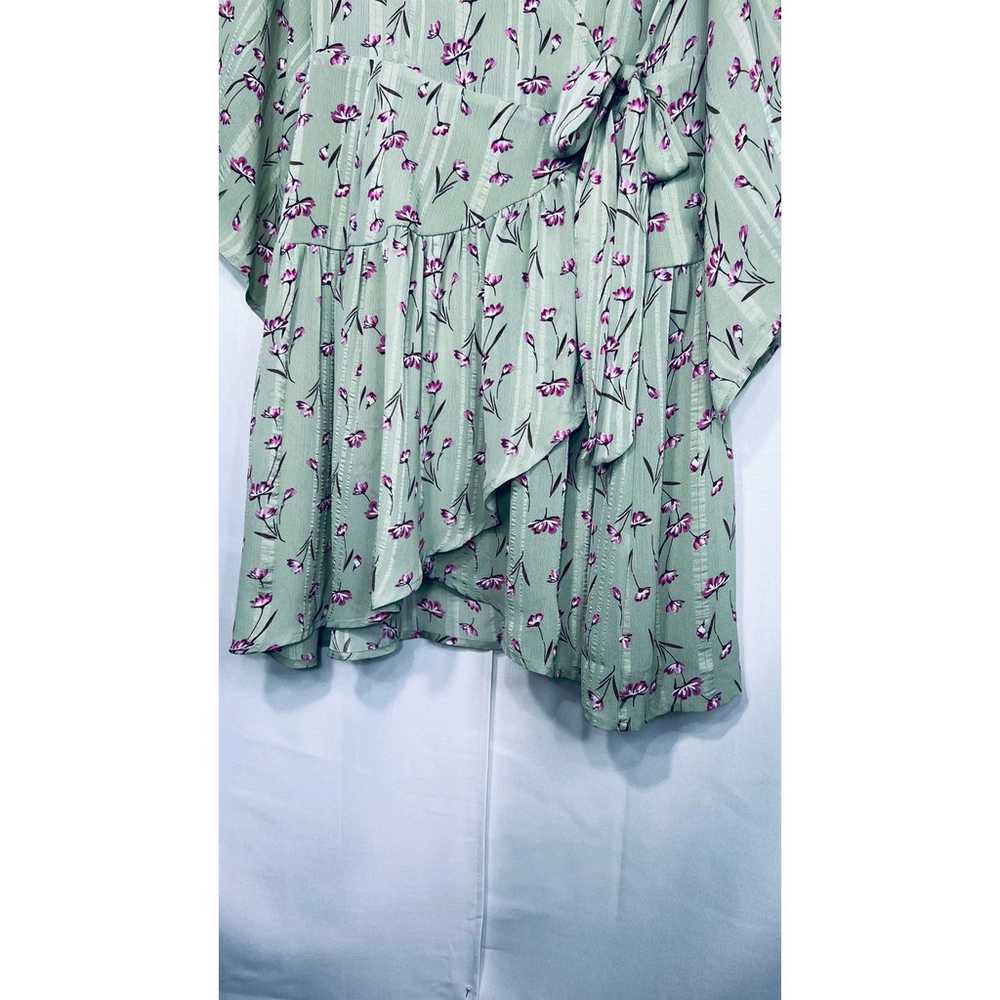 Unique21 Casual Floral Green Wrap Dress - image 4