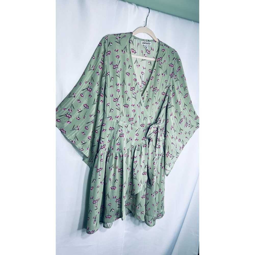 Unique21 Casual Floral Green Wrap Dress - image 7