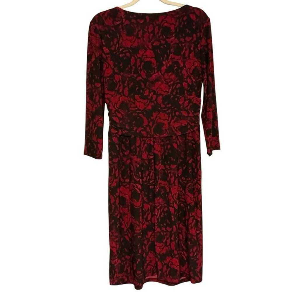 Chaps Red Black Floral Print Empire Waist Dress S… - image 5